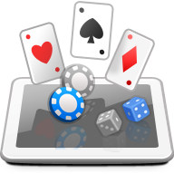 Cards and Chips Bursting from Tablet